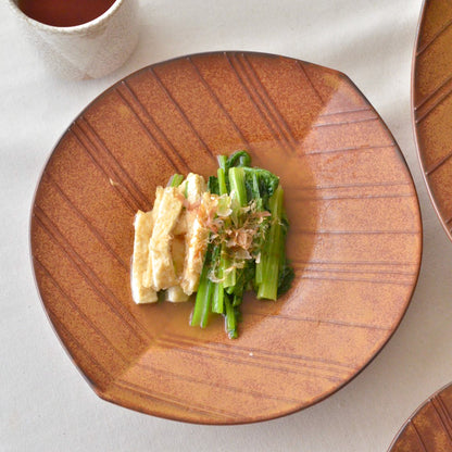 葉皿 深皿 (中) 錆茶